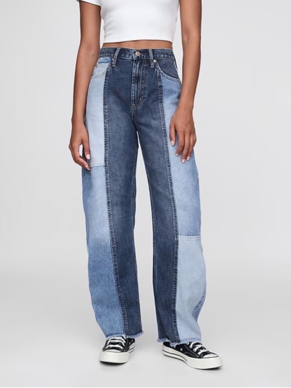 GAP High-Rise Two-Tone Patchwork Jeans - Blue